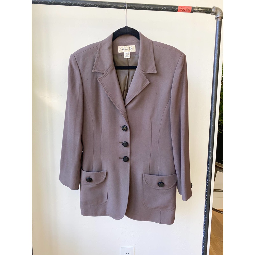 CHRISTIAN DIOR Women's Vintage 90s Greyish Brown Oversized Blazer size 10